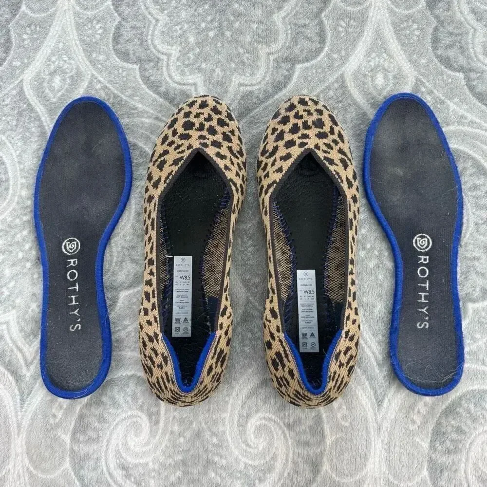 Women's Rothy's Round Toe Spotted Leopard Cheetah Flats